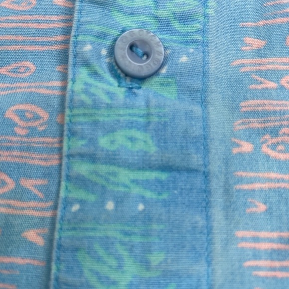 Vintage Gotcha Short Sleeve Faded Reverse Blue Casual Button Down Shirt Sz Lg - Picture 9 of 10